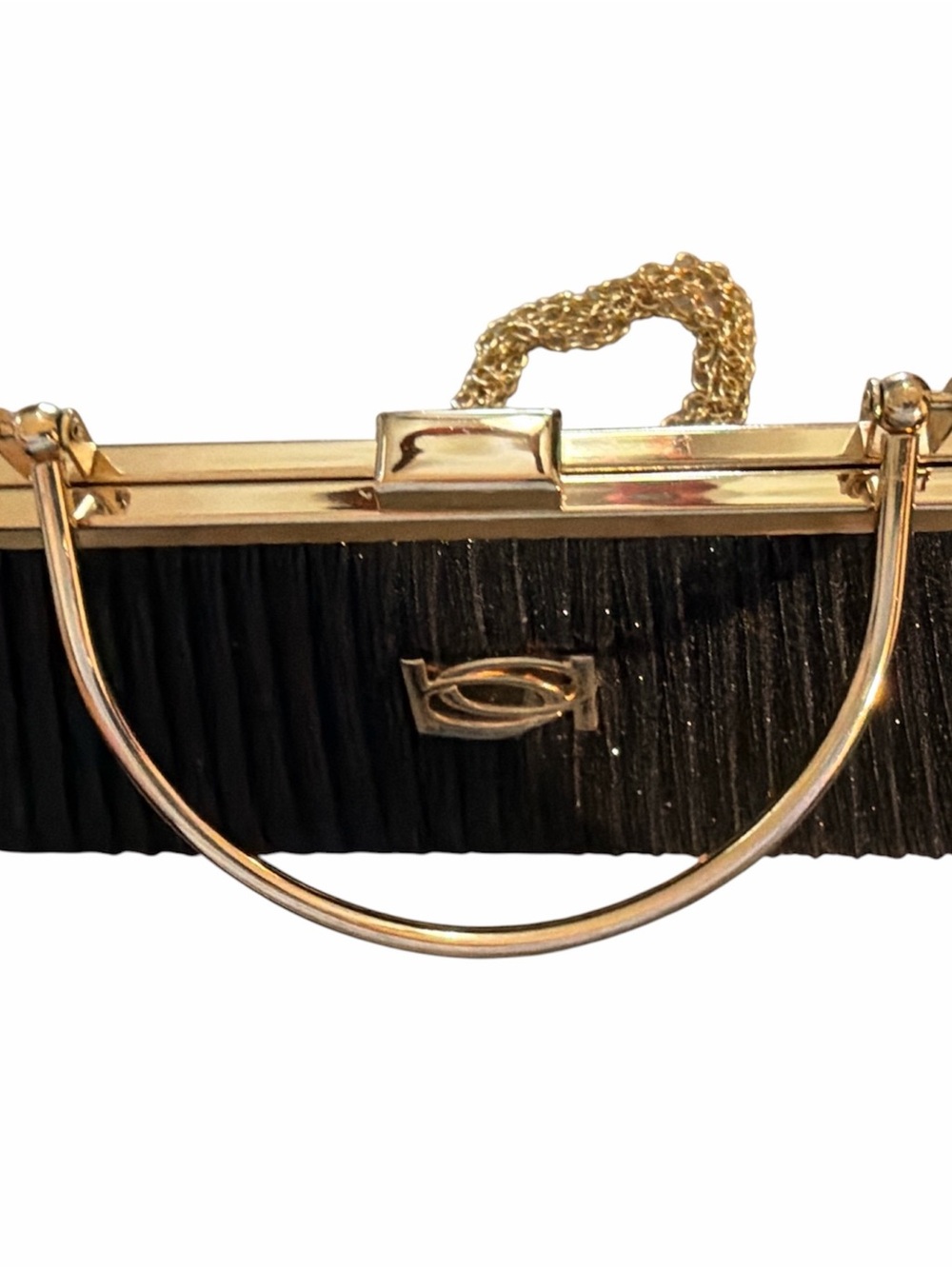 Bebe Classic Black Pleated Evening Handbag with Gold Handle NWT MSRP $89 - Picture 2 of 5